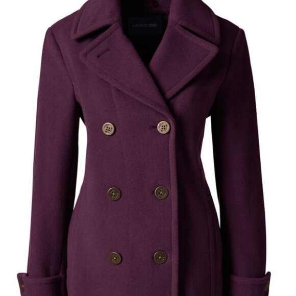 Lands End Wool Blend Peacoat - Picture 1 of 16